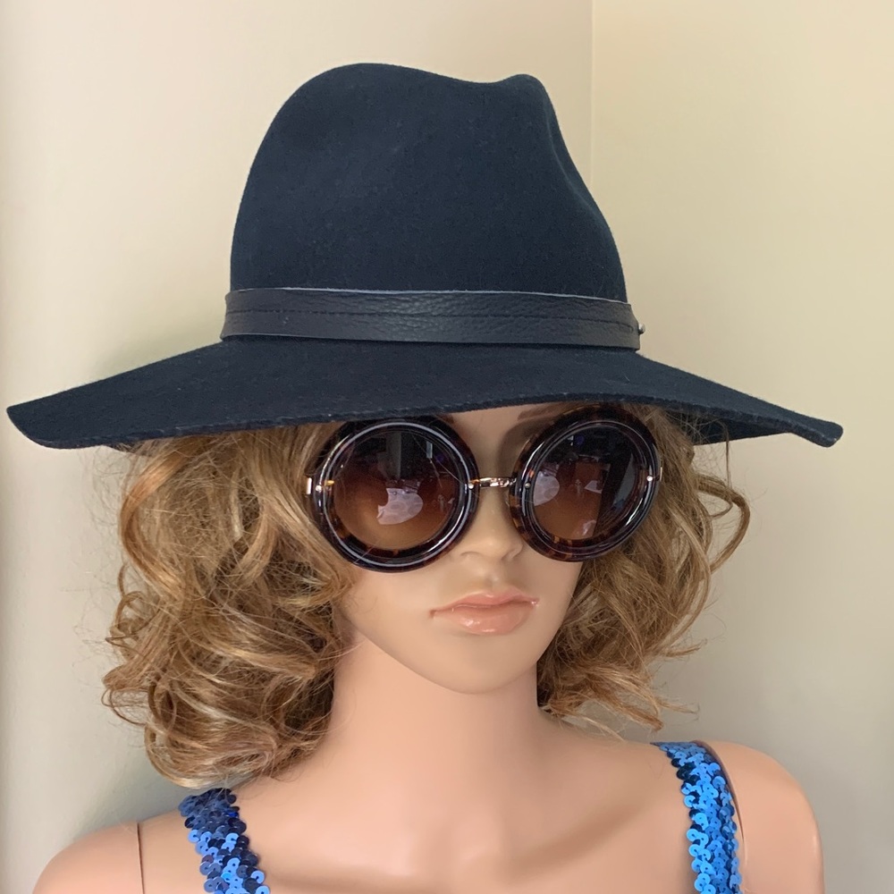 Rag & Bone New York Navy Blue Wide Floppy Brim 100% Wool Women’s Fedora EUC